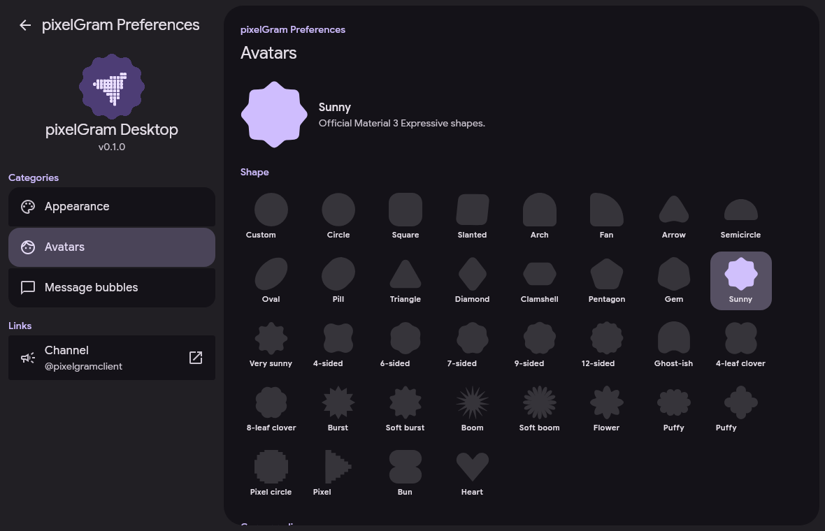 Avatar shapes